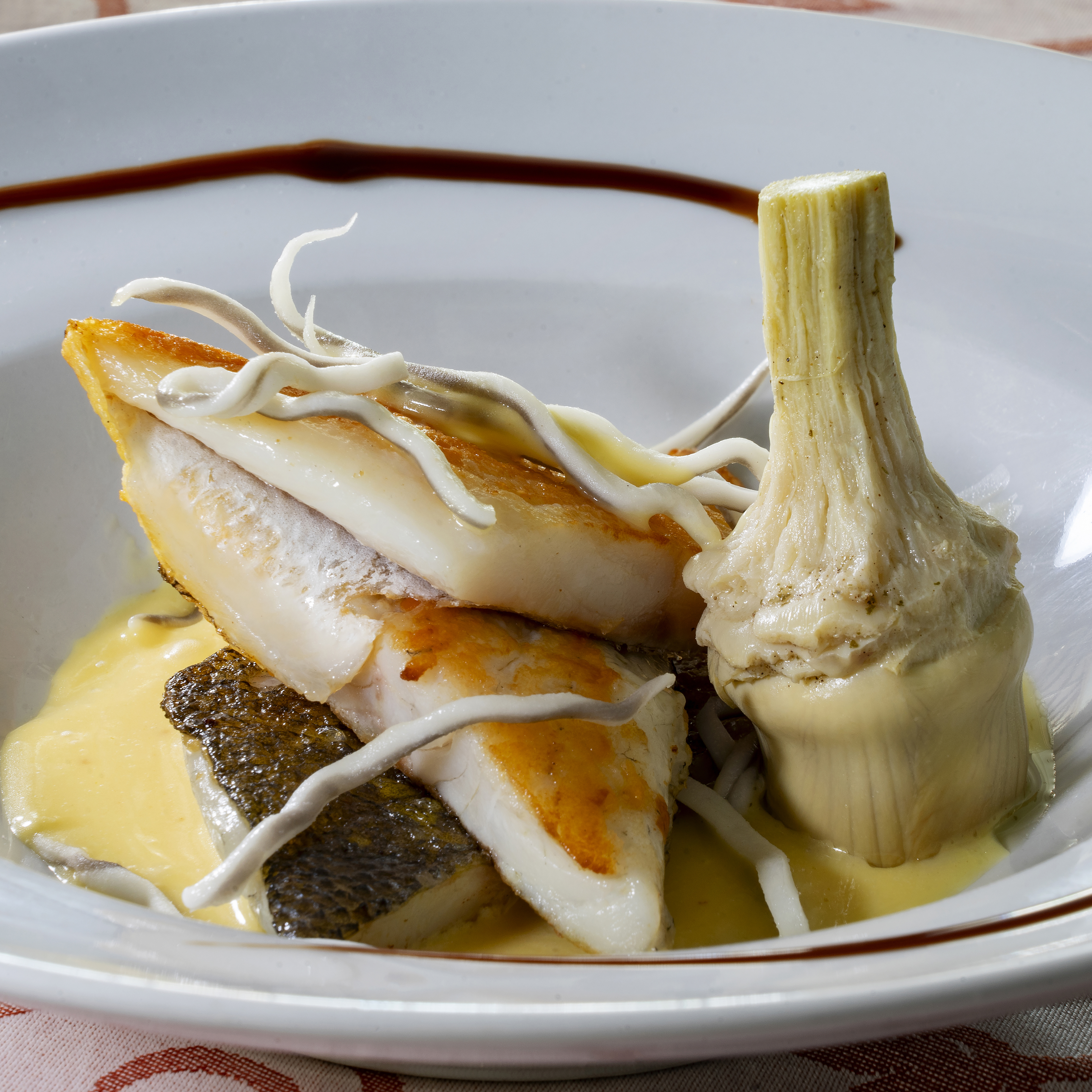 Bacalao con mayonesa de AOVE cosecha temprana menú sostenible hotel Torres I 