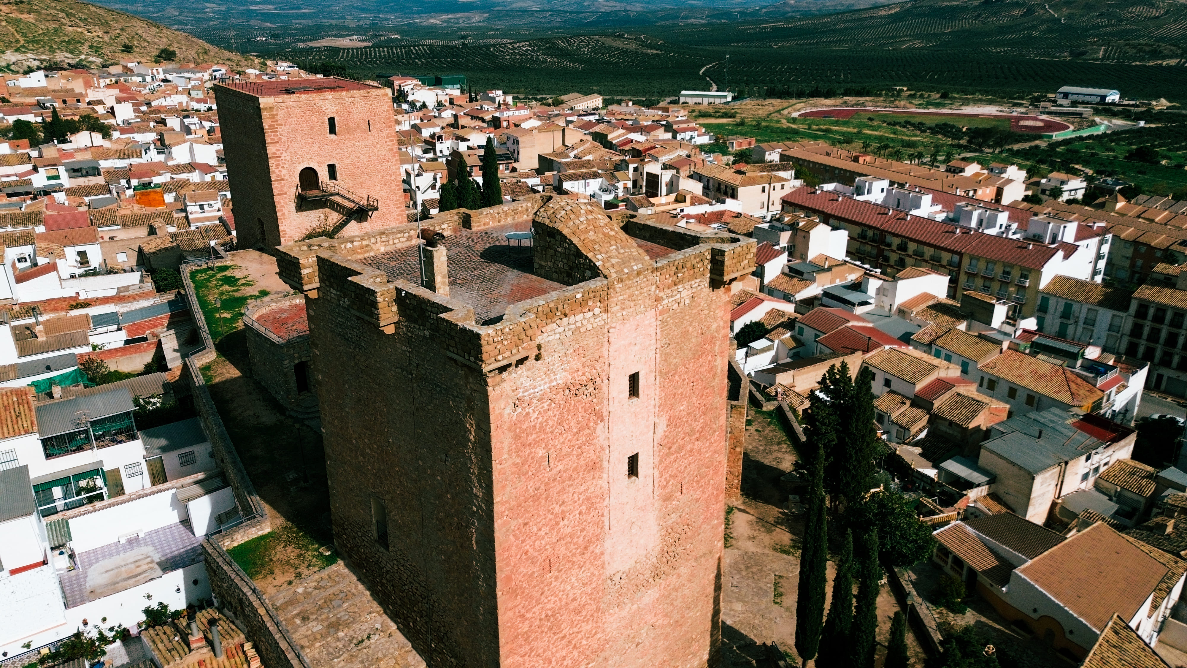imagen aérea al castillo de jódar