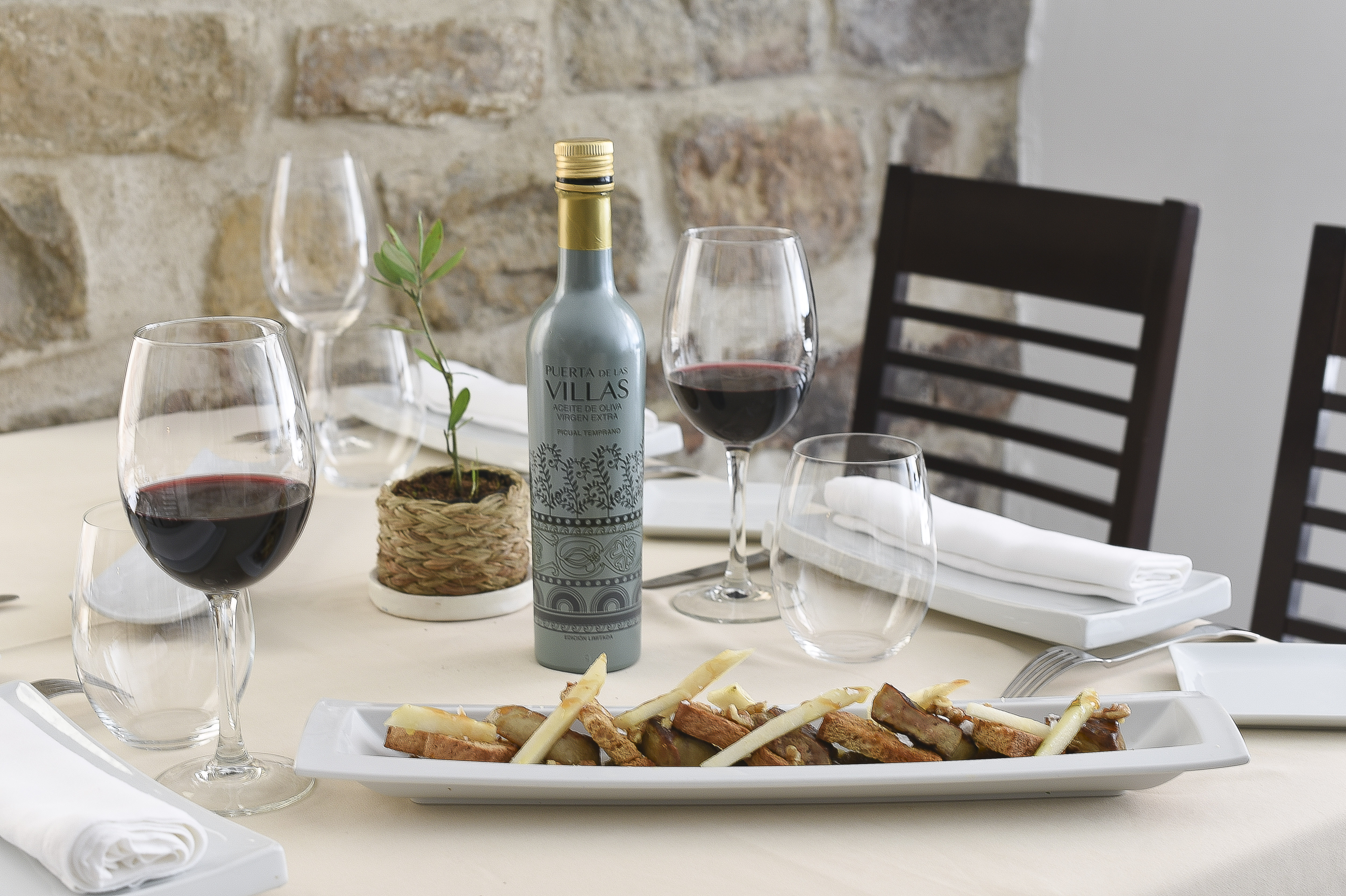 Salmorejo emulsionado con aceite picual y langostino